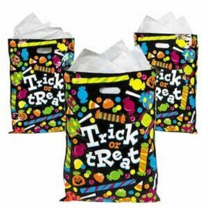 Halloween Trick or Treat Large Plastic Candy Bags - Set of 45